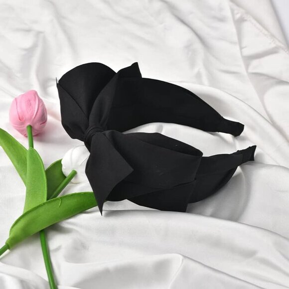 Big Bowknot Headband Women Girls Hair Accessories Black Lightweight main image 5